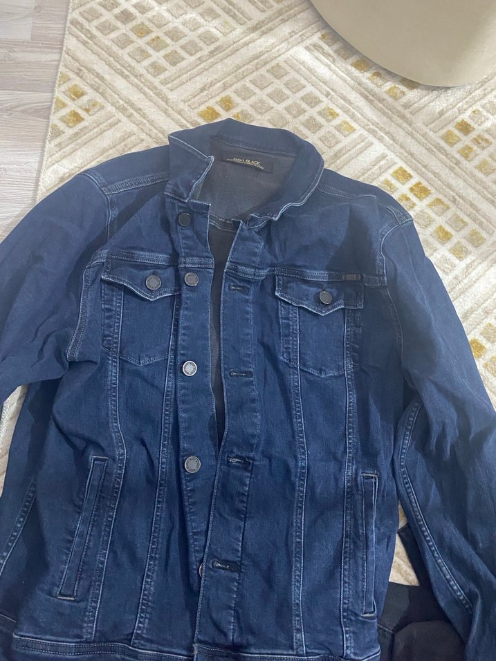 Düğmeli Lacivert Kadın Denim Ceket - Görsel 3