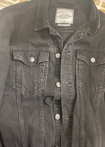 Düğmeli Siyah Kadın Denim Ceket - Görsel 3