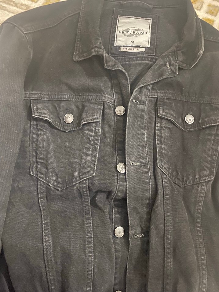 Düğmeli Siyah Kadın Denim Ceket - Görsel 3