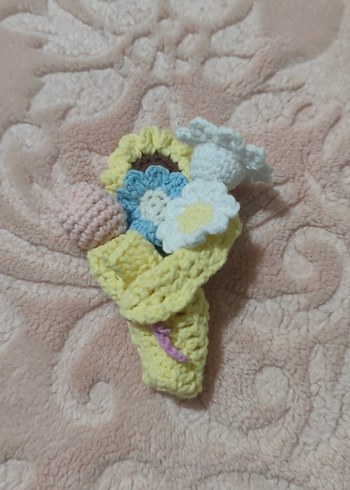 Çiçek Desenli Örgü anahtarlık - Görsel 3