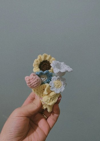 Çiçek Desenli Örgü anahtarlık - Görsel 4