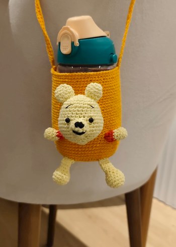 Sarı Örgü Kaplı Çocuk Termosu kılıfı - Görsel 8