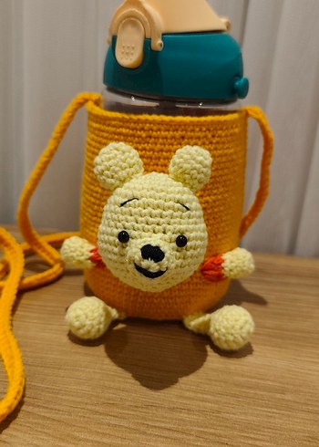 Sarı Örgü Kaplı Çocuk Termosu kılıfı - Görsel 4