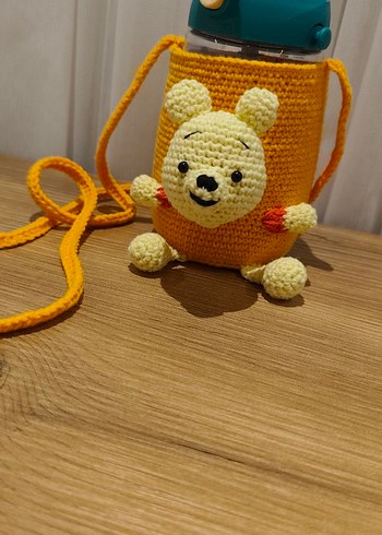 Sarı Örgü Kaplı Çocuk Termosu kılıfı - Görsel 3