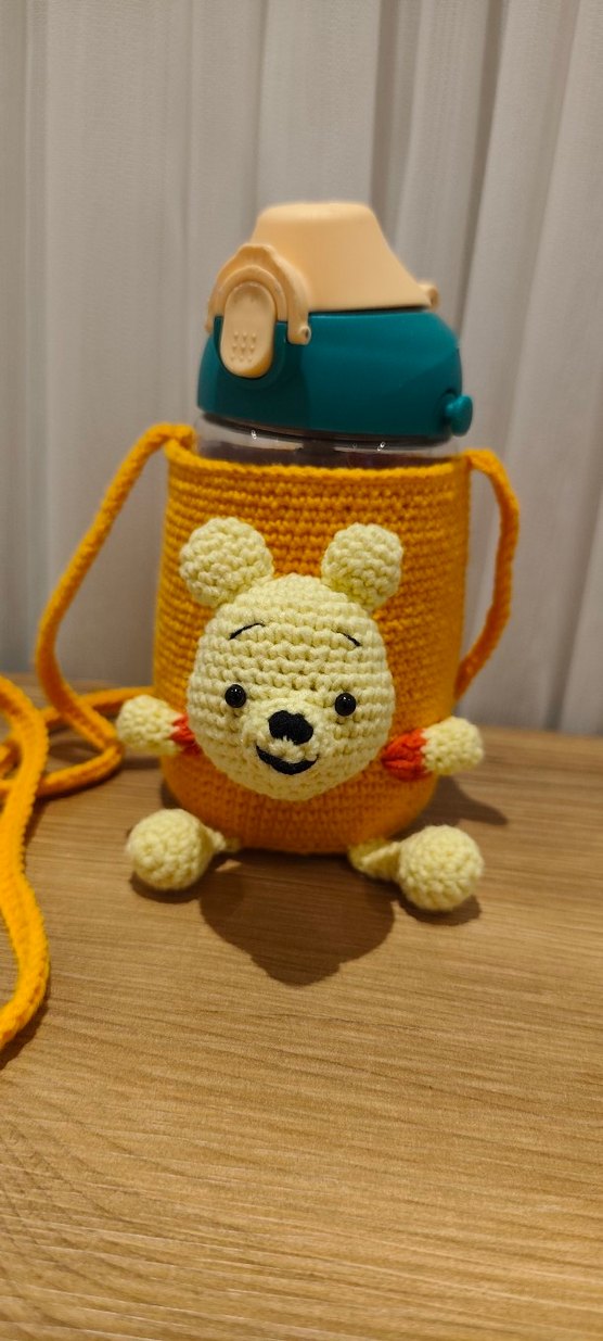 Sarı Örgü Kaplı Çocuk Termosu kılıfı - Görsel 5