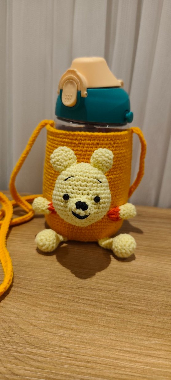 Sarı Örgü Kaplı Çocuk Termosu kılıfı - Görsel 4