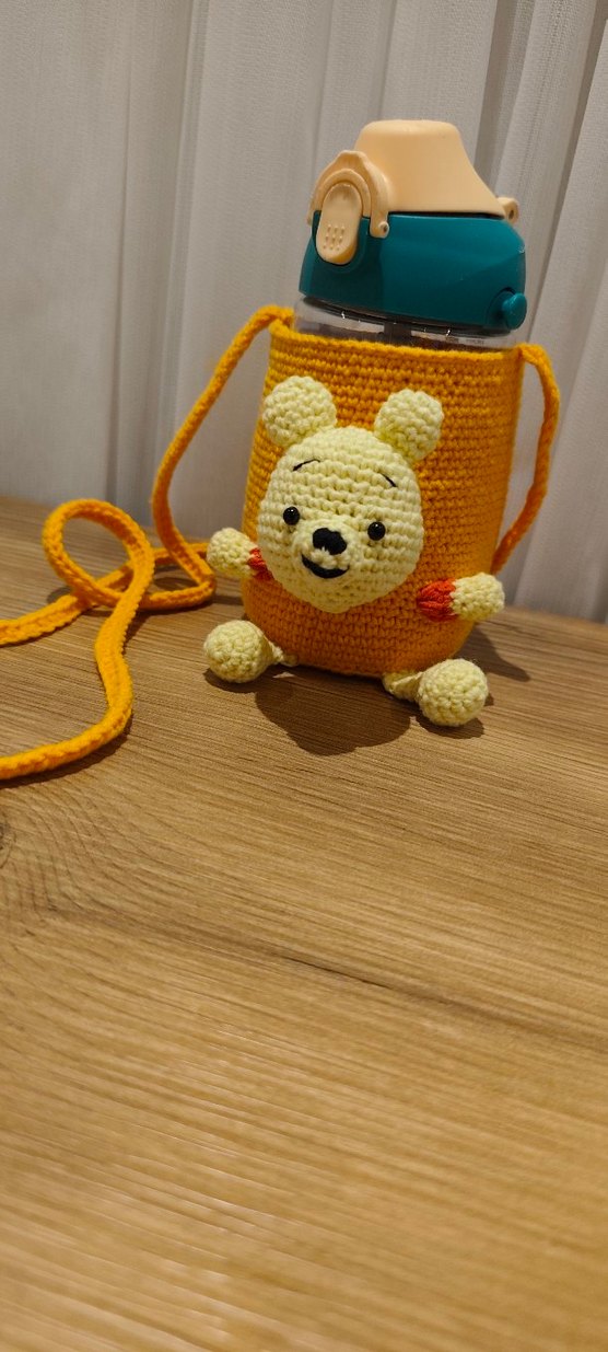 Sarı Örgü Kaplı Çocuk Termosu kılıfı - Görsel 3