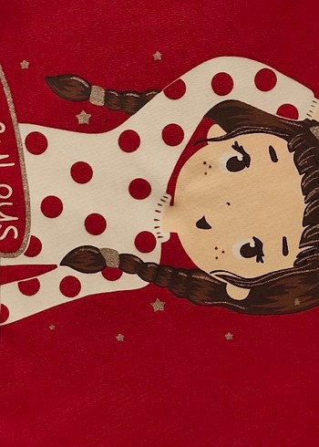 Kız Bebek Uzun Kollu Baskılı Kırmızı Takım - Görsel 3