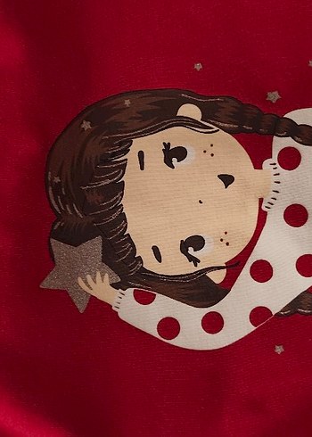 Kız Bebek Uzun Kollu Baskılı Kırmızı Takım - Görsel 4