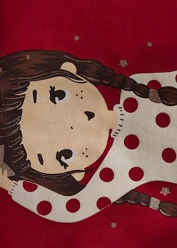 Kız Bebek Uzun Kollu Baskılı Kırmızı Takım - Görsel 5