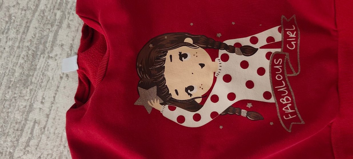 Kız Bebek Uzun Kollu Baskılı Kırmızı Takım - Görsel 4