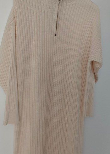 Bej Uzun Kollu triko Kadın Elbise triko - Görsel 2