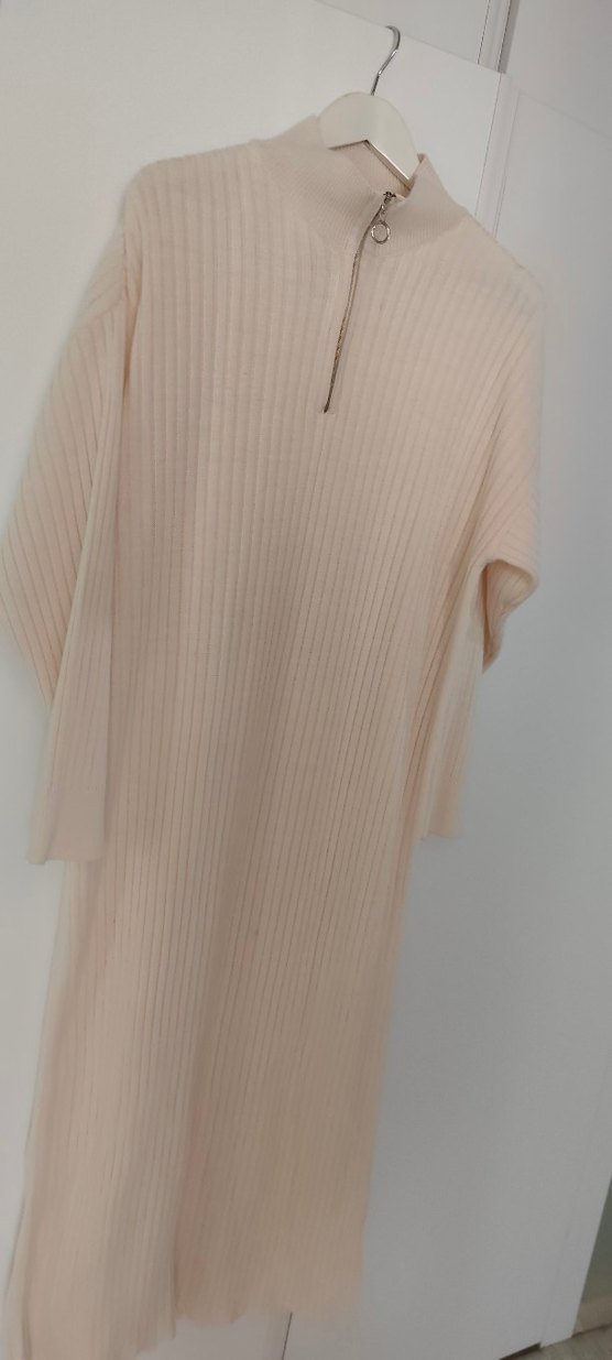 Bej Uzun Kollu triko  Kadın Elbise triko - Görsel 3