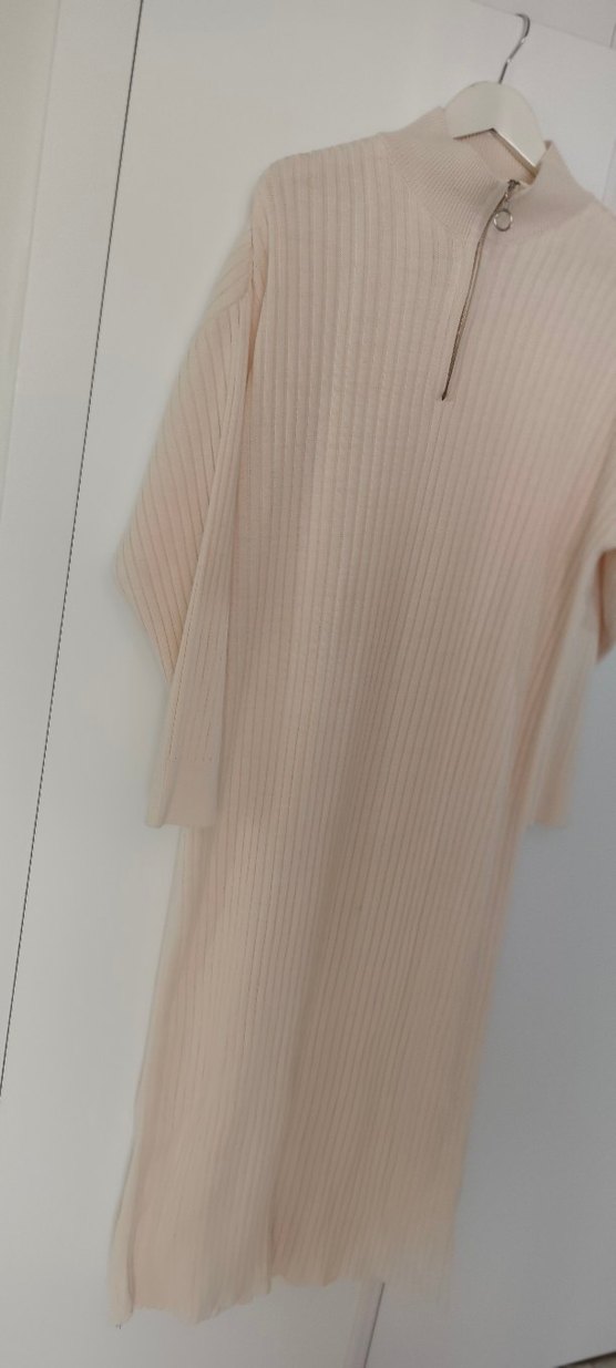 Bej Uzun Kollu triko  Kadın Elbise triko - Görsel 4