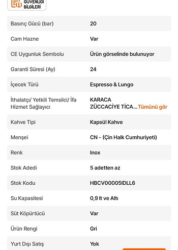 Karaca Beyaz ve Gri Kahve Makinesi - Görsel 6