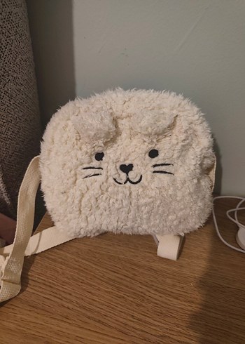 Bej Kedi Figürlü Peluş Çanta - Görsel 3