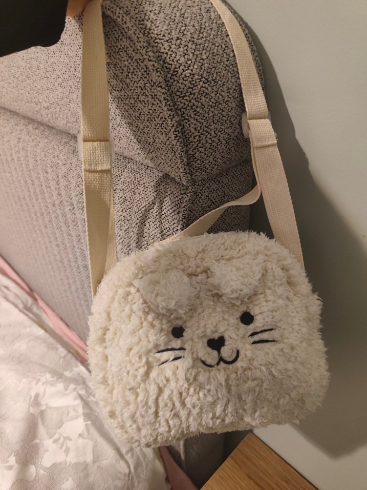 Bej Kedi Figürlü Peluş Çanta - Görsel 2