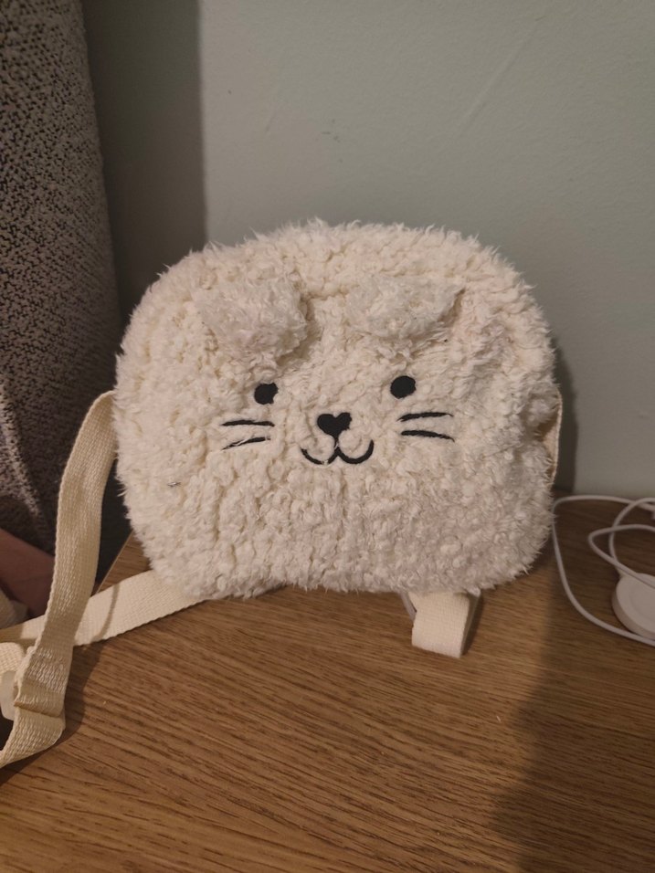 Bej Kedi Figürlü Peluş Çanta - Görsel 4