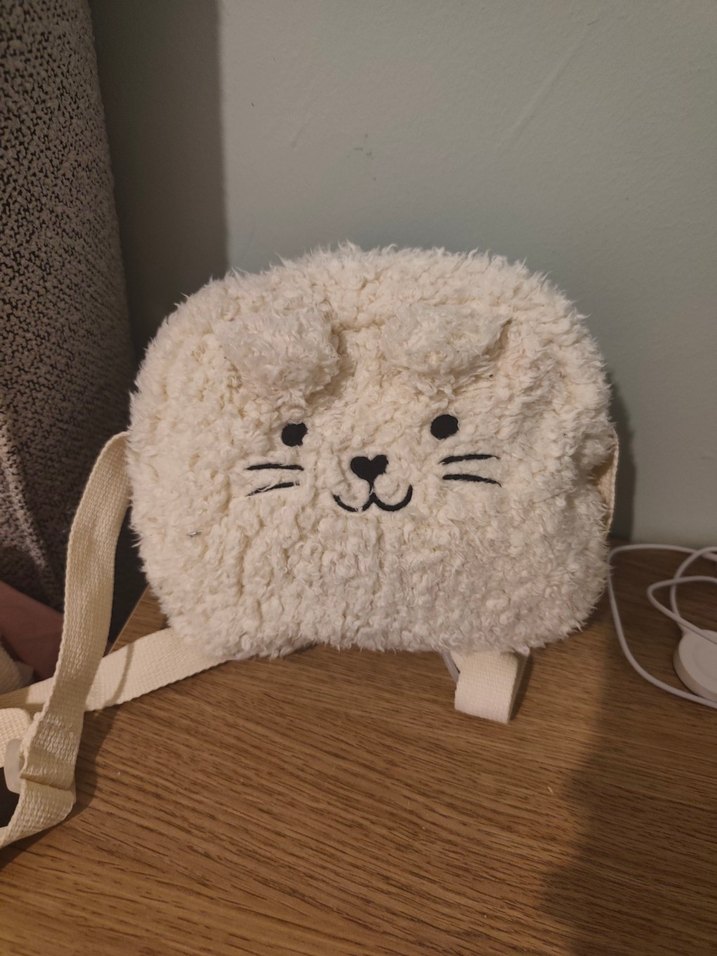 Bej Kedi Figürlü Peluş Çanta - Görsel 3