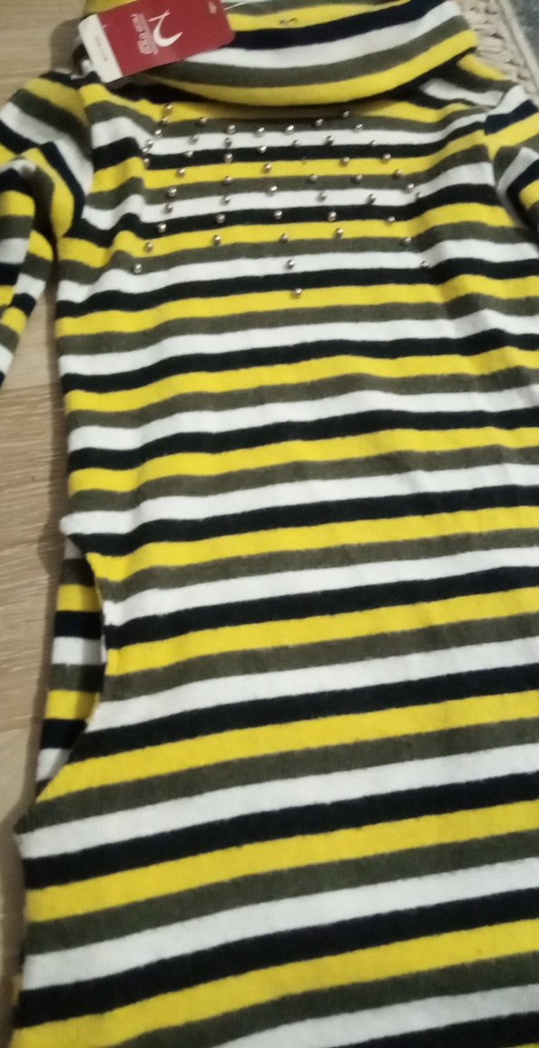 Çizgili Uzun Kollu Kadın Elbiseli - Görsel 3