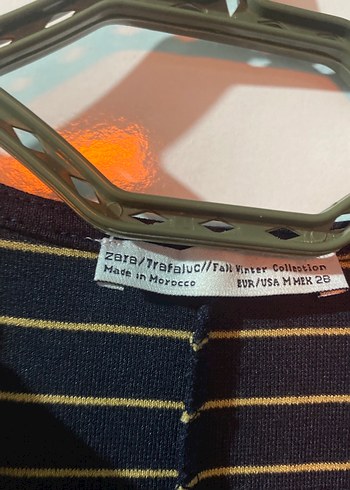 V Yaka Çizgili Uzun Kollu Kahverengi Elbise - Görsel 2