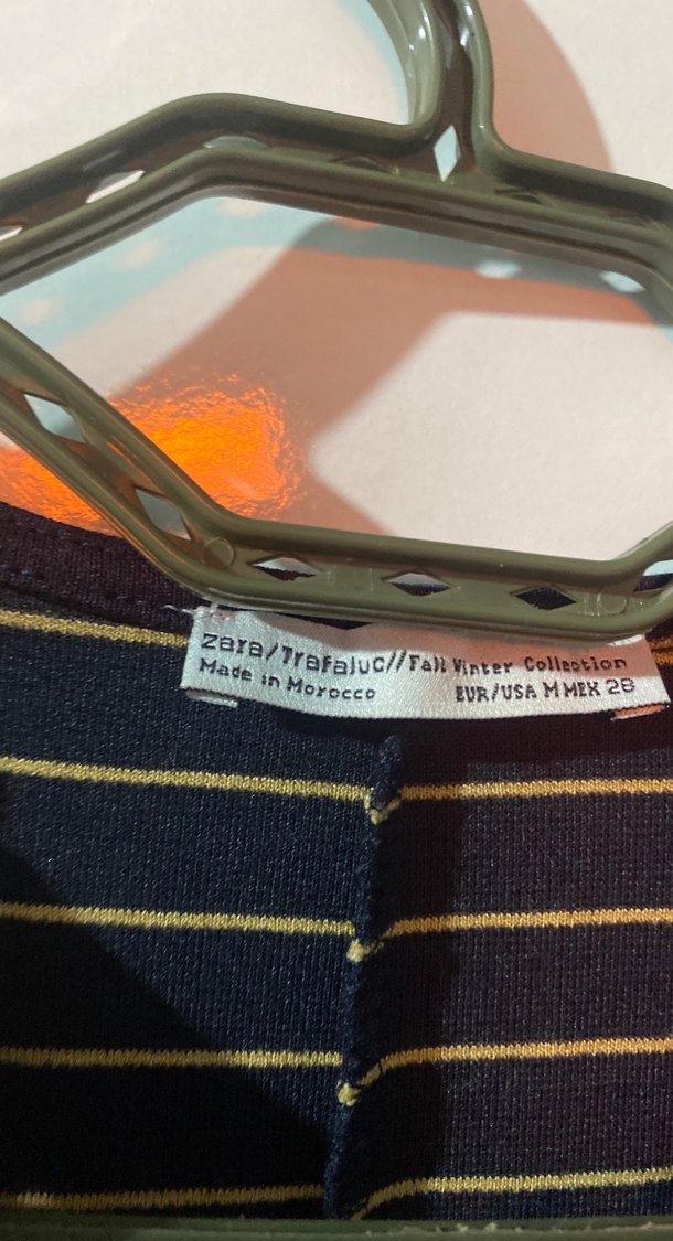 V Yaka Çizgili Uzun Kollu Kahverengi Elbise - Görsel 2