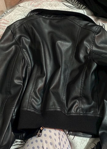 Bershka Siyah Deri Biker Ceket - Görsel 4