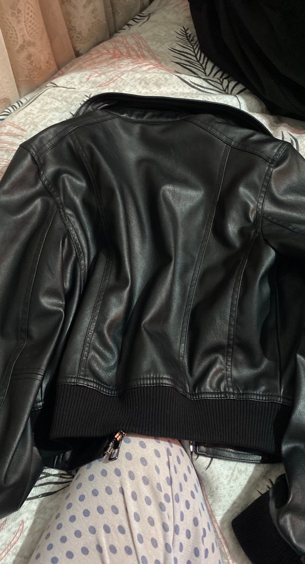 Bershka Siyah Deri Biker Ceket - Görsel 4