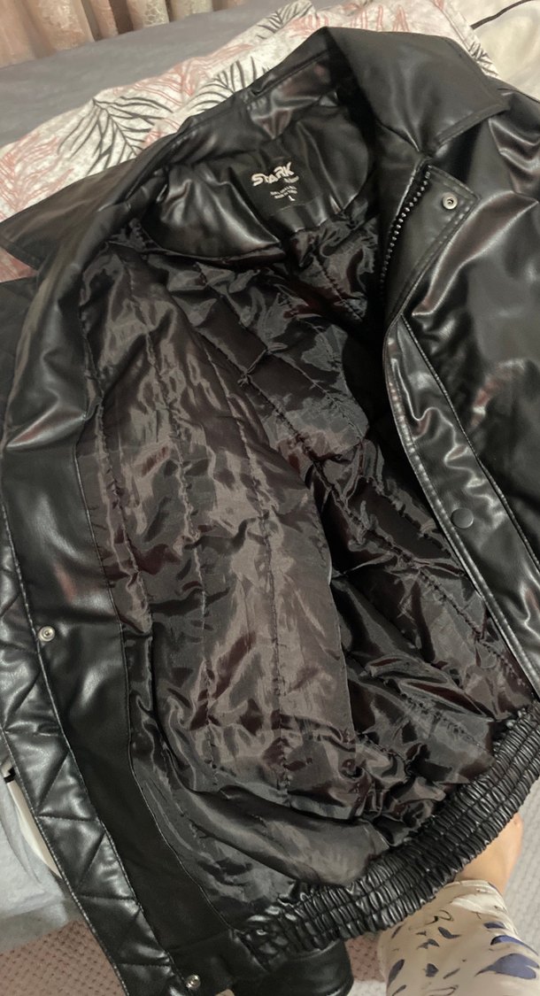 Düğmeli Siyah Midi kalin Deri ceket - Görsel 3