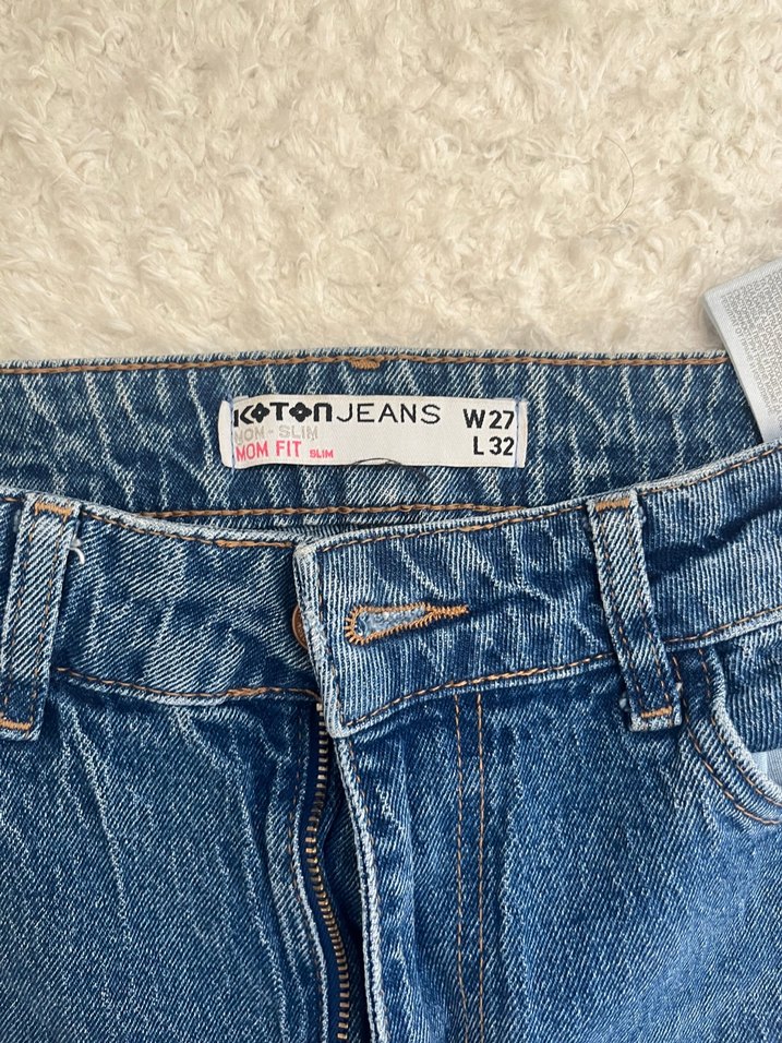 Mavi Yüksek Bel Denim Jean — görsel 2/5