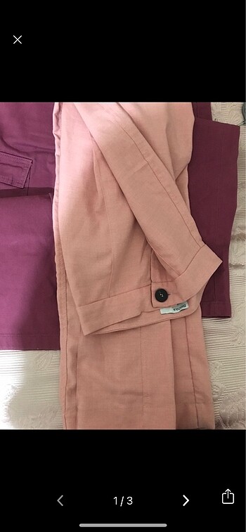 Bershka toz pembe kumas pantolon