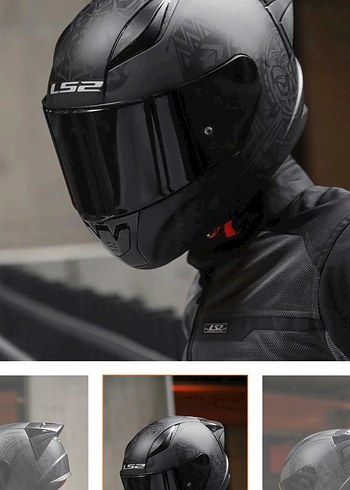 Kilitli Siyah Desenli Motosiklet Kaskı - Görsel 3