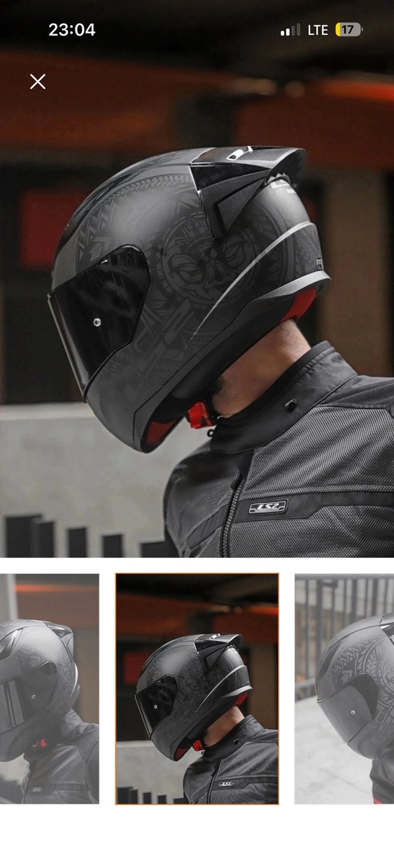 Kilitli Siyah Desenli Motosiklet Kaskı - Görsel 2