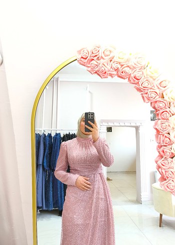 Pembe Uzun Abiye elbise - Görsel 2