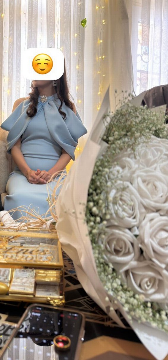 Mavi Straplez Drapeli Uzun Abiye Elbise - Görsel 2