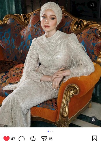 Bej Drapeli Uzun Abiye Elbise - Görsel 3