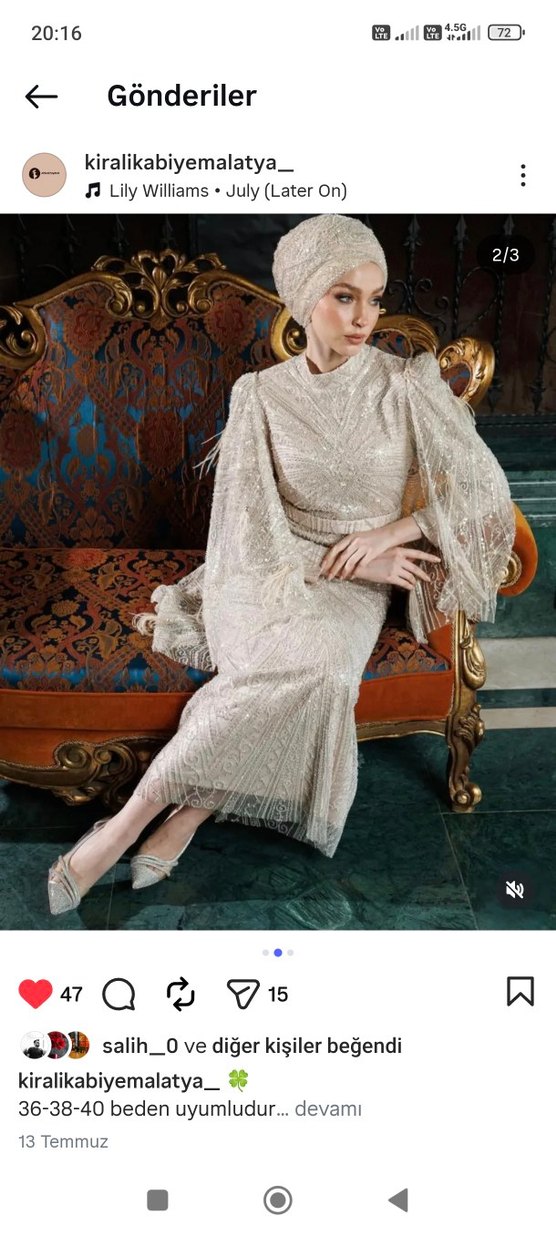 Bej Drapeli Uzun Abiye Elbise - Görsel 2