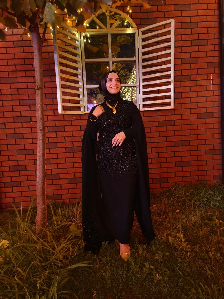 Uzun Siyah Gotik Kadın Abiye Elbise - Görsel 2