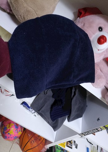 Gri Kadın Polar Bere Velcro Detaylı - Görsel 2