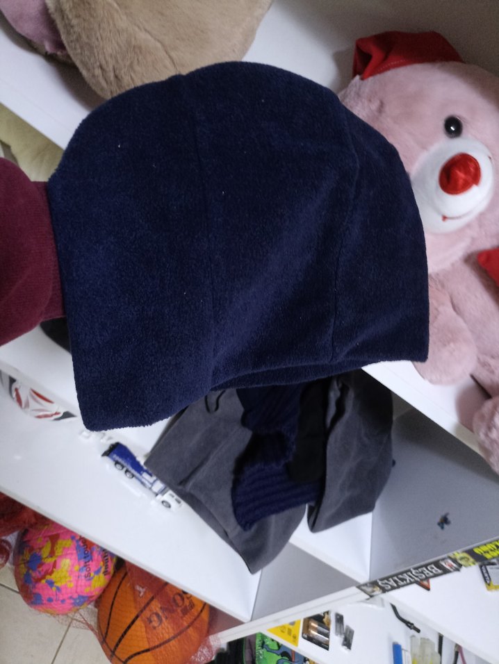 Gri Kadın Polar Bere Velcro Detaylı - Görsel 2