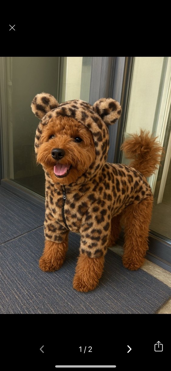 Kahverengi Nakışlı Kürklü Köpek Kıyafeti - Görsel 2