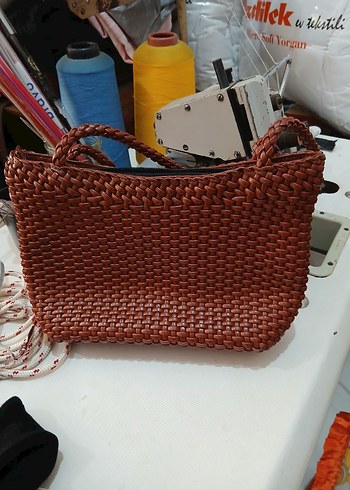 Diğer Kahverengi Örgü Deri Kadın Çanta