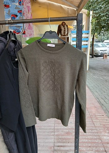 s Beden Gri Örgü Kadın Kazak, Bisiklet Yaka, Rahat Kesim