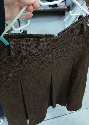 Diğer Kadın Kahverengi Yün Pilili Midi Etek