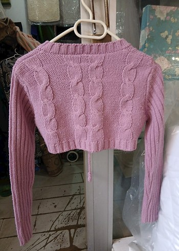 Kız Çocuk Pembe Örgü Bolero - Görsel 7