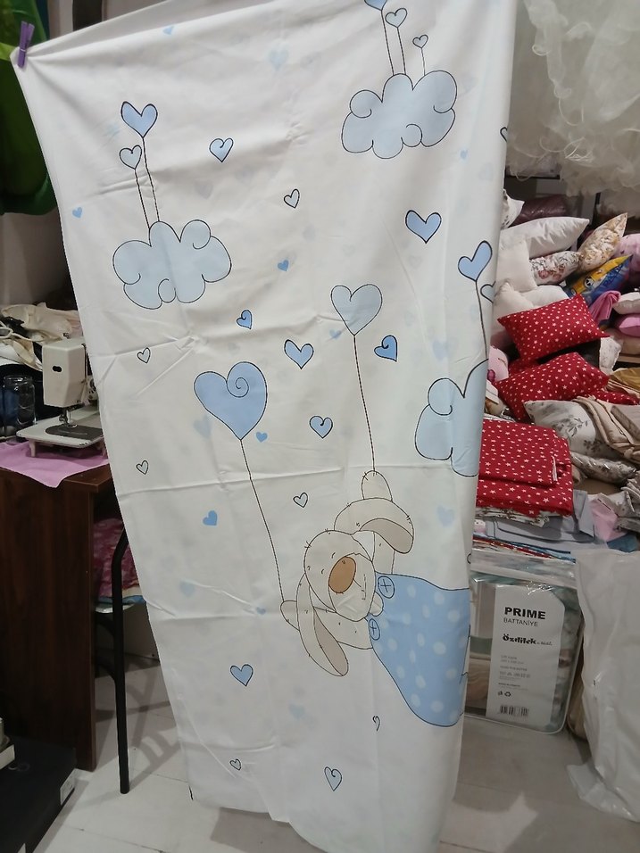 Bebek Pamuklu Baskılı Mavi Uyku Örtüsü - Görsel 2