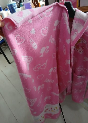 Kız Çocuk Pembe Baskılı Polar Bornoz - Görsel 3