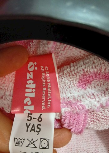 Kız Çocuk Pembe Baskılı Polar Bornoz - Görsel 6