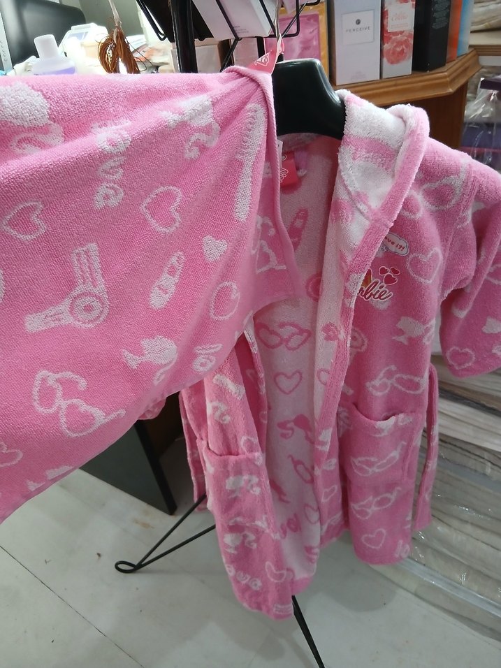 Kız Çocuk Pembe Baskılı Polar Bornoz - Görsel 4