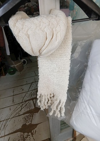 Kadın Beyaz Örgü Bohem Bere - Görsel 4